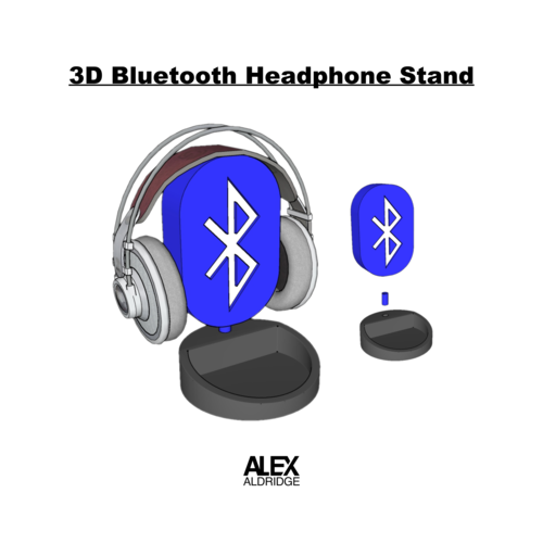 3D Bluetooth Symbol Headphone Stand Holder