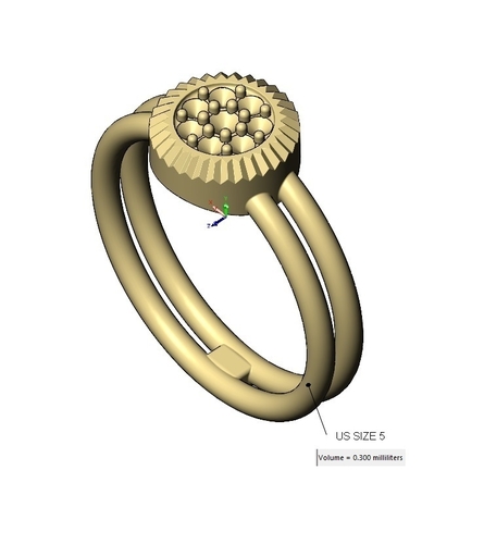 Round diamond cluster wire ring US sizes 5to9 3D print model 3D Print 472955