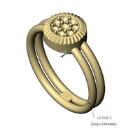 Round diamond cluster wire ring US sizes 5to9 3D print model - Thumbnail 11