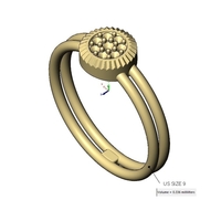 Round diamond cluster wire ring US sizes 5to9 3D print model - Thumbnail 12