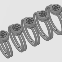 Round diamond cluster wire ring US sizes 5to9 3D print model - Thumbnail 13