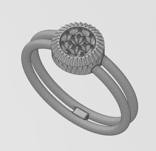 Round diamond cluster wire ring US sizes 5to9 3D print model 3D Print 472958