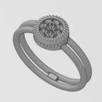 Round diamond cluster wire ring US sizes 5to9 3D print model - Thumbnail 14