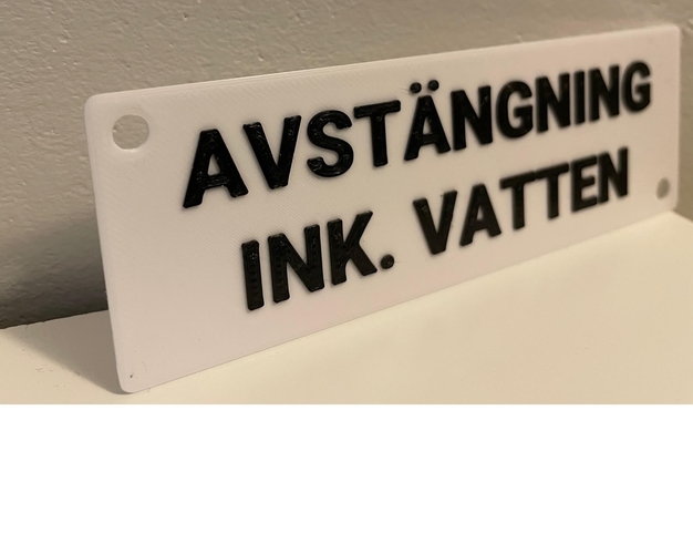 Swedish Sign for shutting of incomming water 3D Print 473210