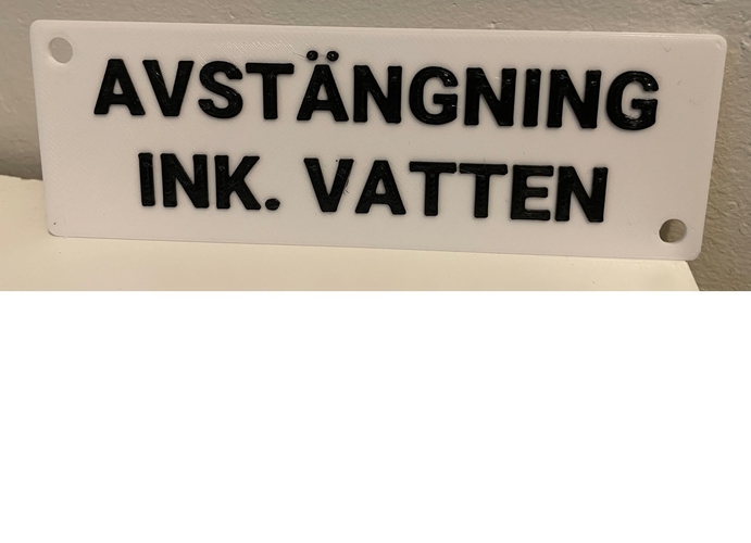 Swedish Sign for shutting of incomming water 3D Print 473211