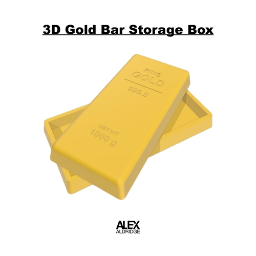 3D Gold Bar Ingot Storage Box