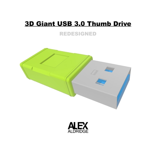 3D Giant USB 3.0 Thumb Drive Redesign 3D Print 474244