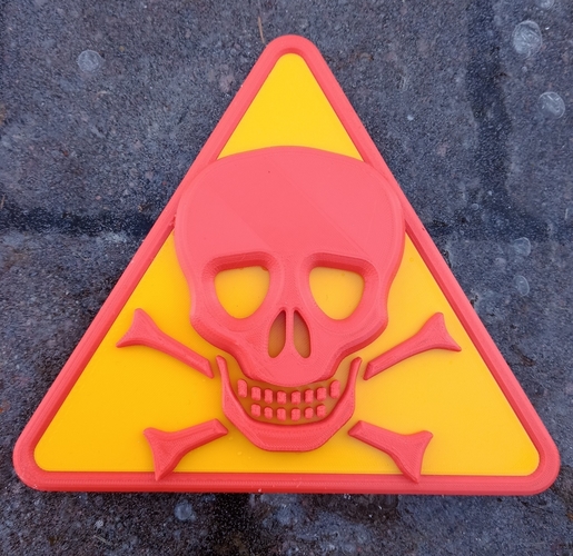 3D warning skull sign