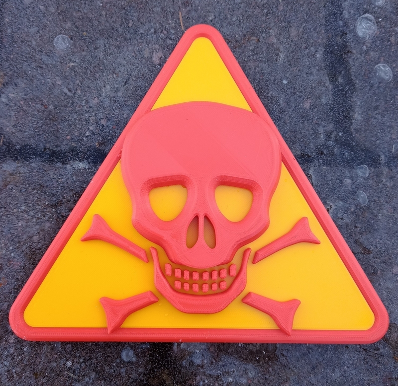 3D warning skull sign