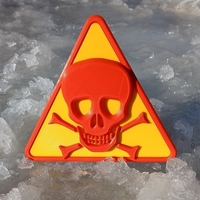 3D warning skull sign - Thumbnail 3