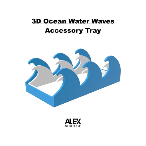 3D Ocean Water Waves Accessory Organizer Tray 3D Print 474460