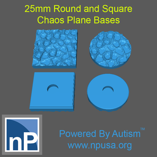 25mm Round and Square Chaos Plane or Alien World Bases 3D Print 475695