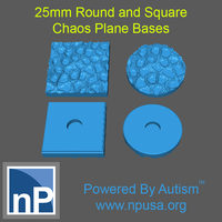 Small 25mm Round and Square Chaos Plane or Alien World Bases 3D Printing 475695