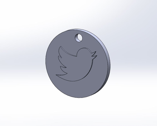 Twitter Keychain 3D Print 475700