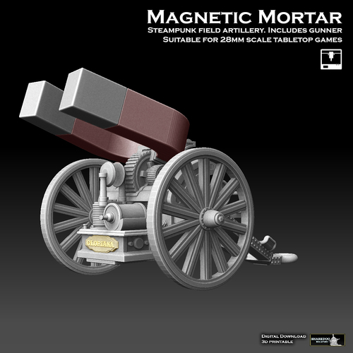 Steampunk Magnetic Mortar 3D Print 475875