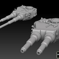 Small Double Barrelled Tiger Tank Turrets 3D Printing 476145