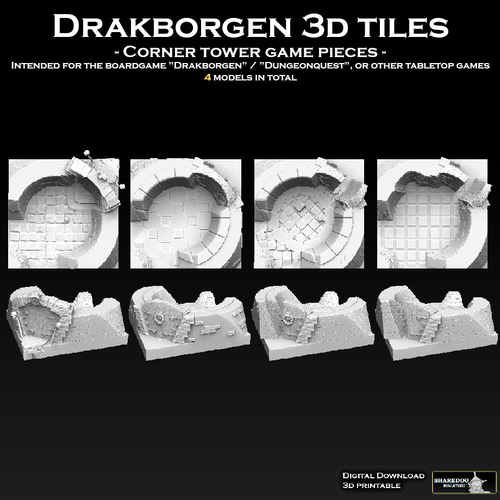 Drakborgen 3D Tiles Corner Tower Pack 3D Print 476325