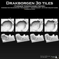 Small Drakborgen 3D Tiles Corner Tower Pack 3D Printing 476325