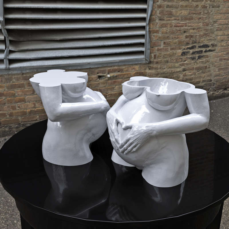 pregnant woman pots planters