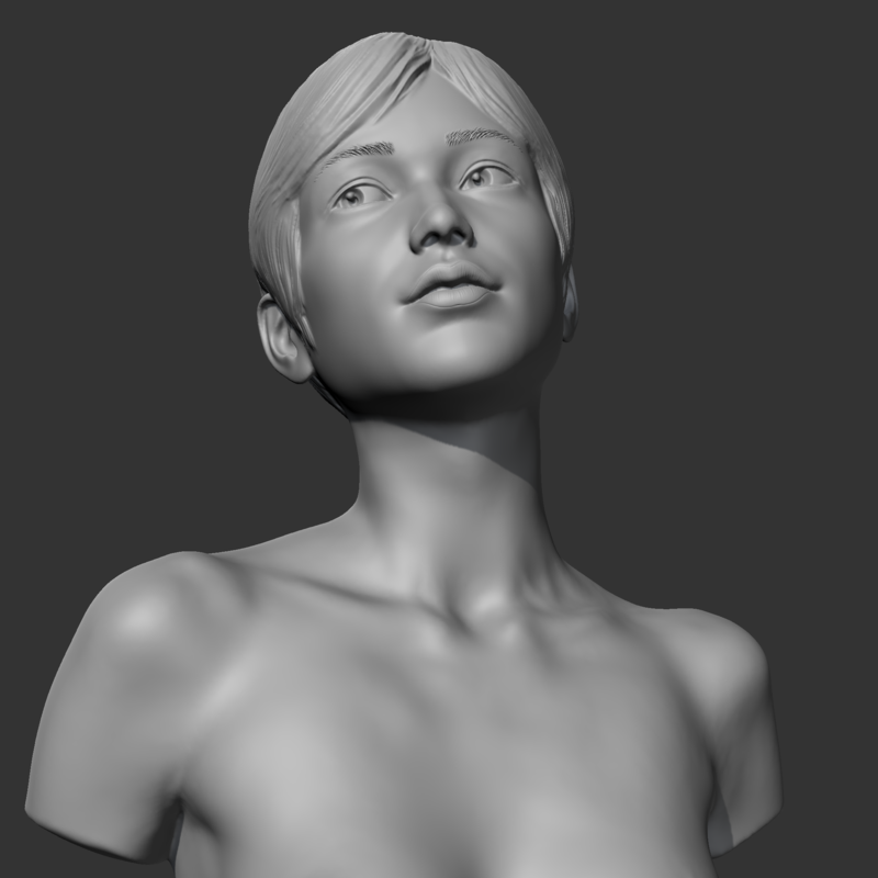 HD girl bust S 3D print model