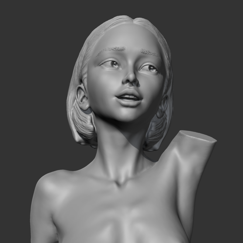 HD girl bust T 3D print model