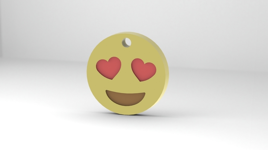 Emoji Keychain - Smiling face with heart eyes 3D Print 478334