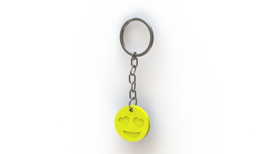 Emoji Keychain - Smiling face with heart eyes 3D Print 478335