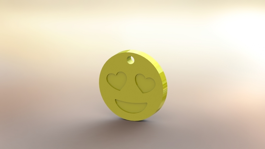 Emoji Keychain - Smiling face with heart eyes 3D Print 478336