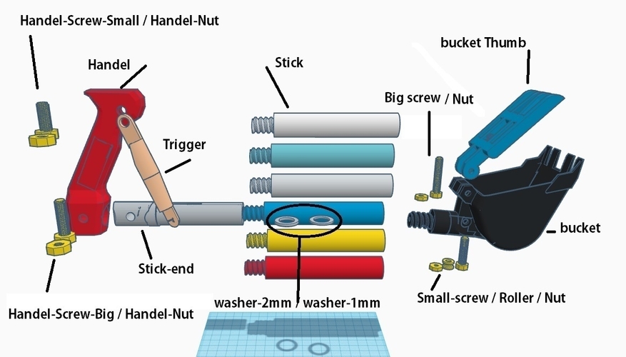 Excavator Grabber Version 1 3D Print 478623