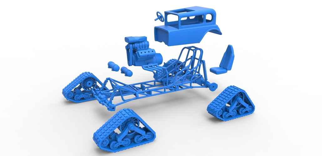 Diecast Hot Rod on tracks Scale 1 to 25 3D Print 478817