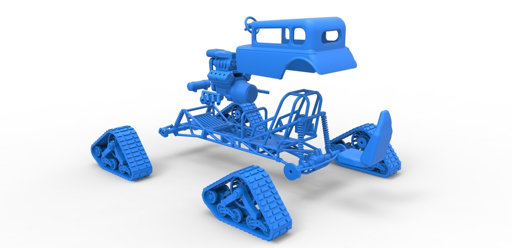 Diecast Hot Rod on tracks Scale 1 to 25 3D Print 478822