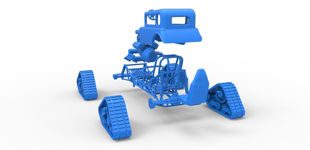 Diecast Hot Rod on tracks Scale 1 to 25 3D Print 478823