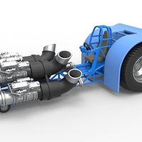 Diecast Pulling tractor with 4 jet engines Scale 1 to 25 - Thumbnail 1