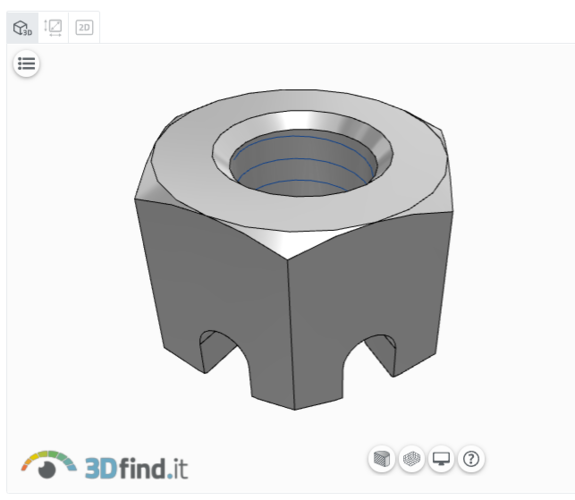 Hexagon slotted nut DIN 935 M8 3D Print 478982