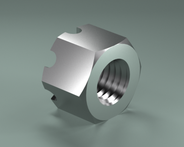 Hexagon slotted nut DIN 935 M8 3D Print 478983