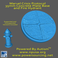 Small Marvel Crisis Protocol Base and Fire Hydrant 3D Printing 479032