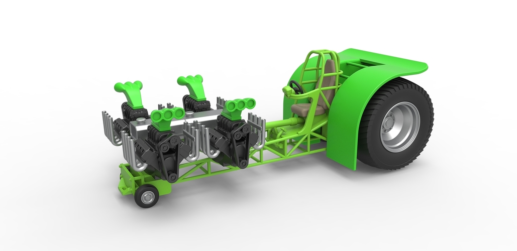 Diecast Pulling tractor with transverse V8 engines 1:25 3D Print 479033