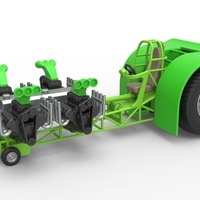 Small Diecast Pulling tractor with transverse V8 engines 1:25 3D Printing 479033