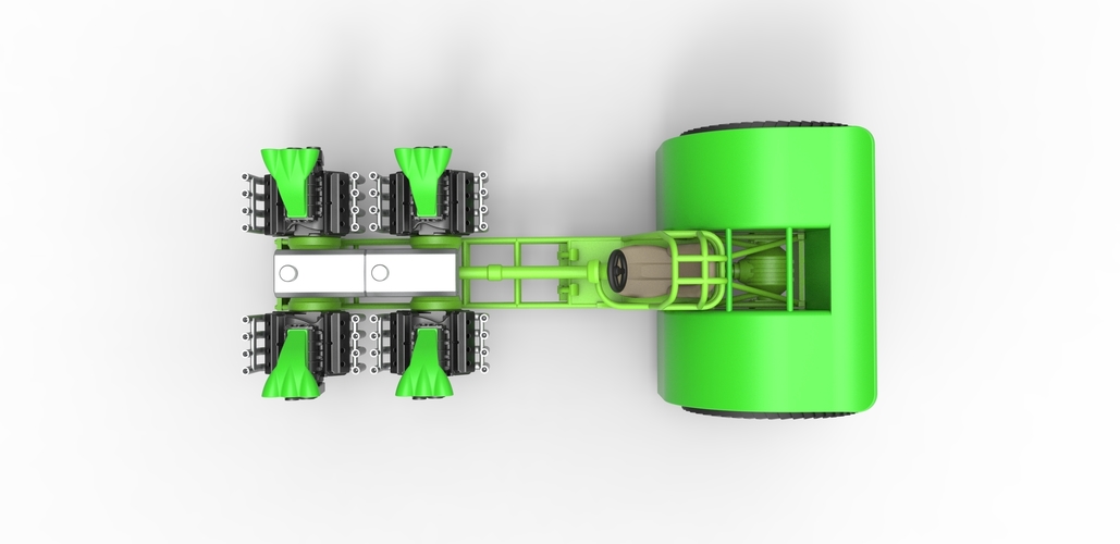 Diecast Pulling tractor with transverse V8 engines 1:25 3D Print 479041