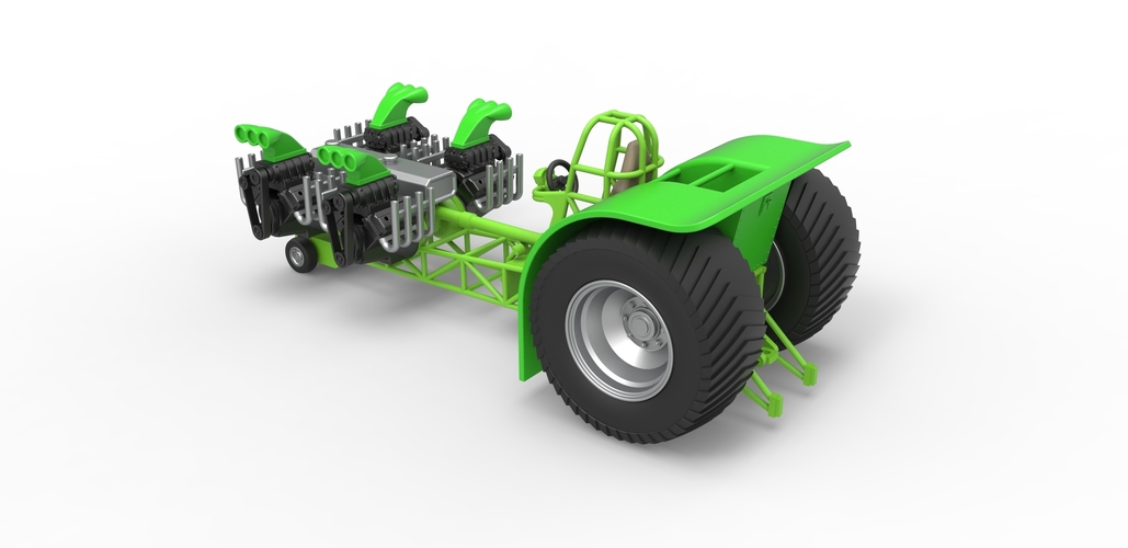 Diecast Pulling tractor with transverse V8 engines 1:25 3D Print 479042