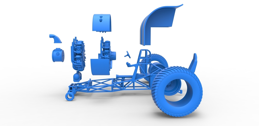 Diecast Pulling tractor with radial engine Scale 1 to 25 3D Print 479361