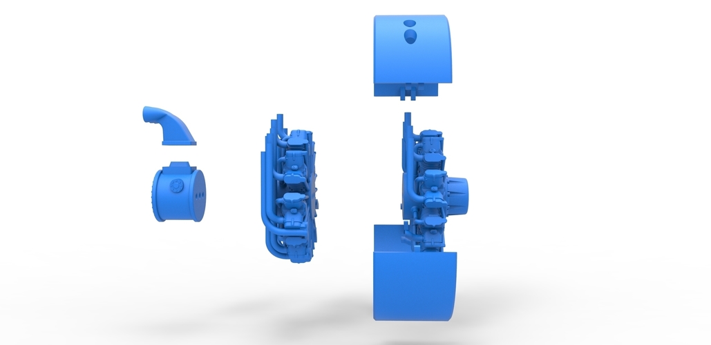 Diecast Radial engine for pulling tractor Scale 1 to 25 3D Print 479380