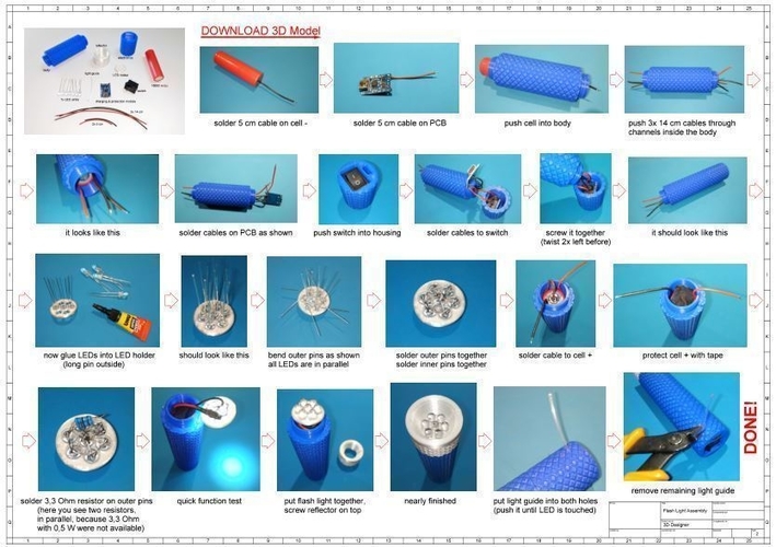 LED Flashlight with 18650 Cell and USB-C 3D Print 479405