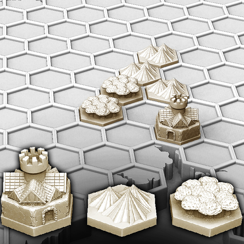 Hexagonal Base Game Pieces 3D Print 480665