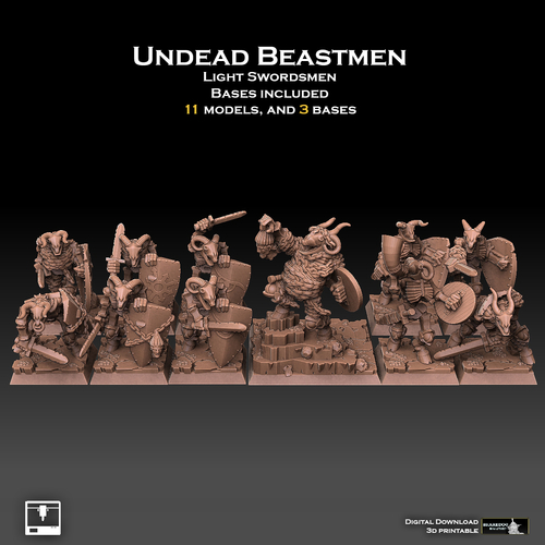 Undead Beastmen Light Swordsmen 3D Print 481050