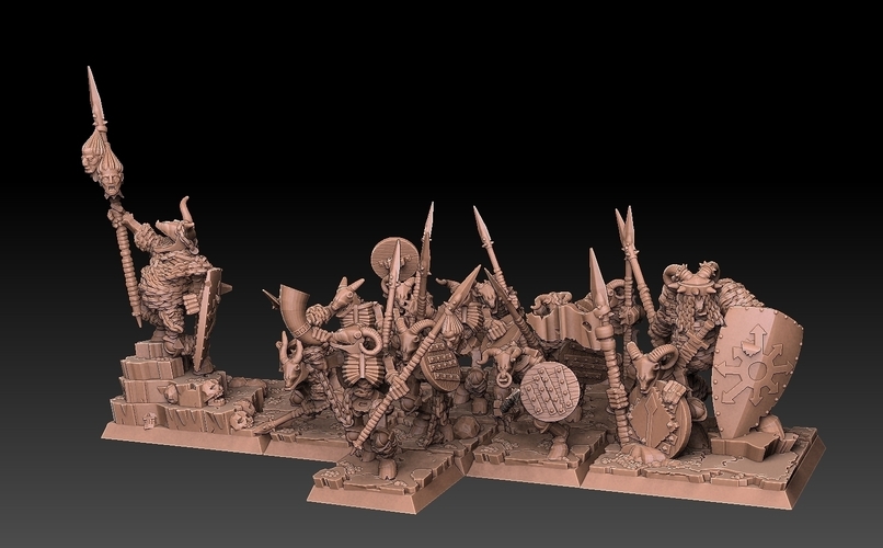 Undead Beastmen Light Spearmen 3D Print 481240