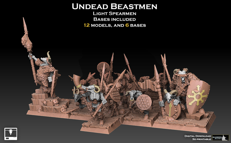 Undead Beastmen Light Spearmen 3D Print 481241