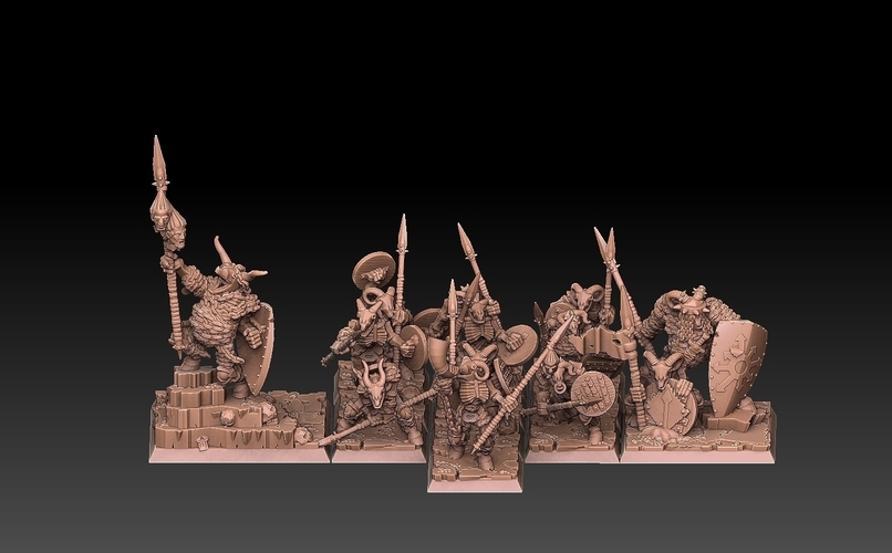 Undead Beastmen Light Spearmen 3D Print 481242