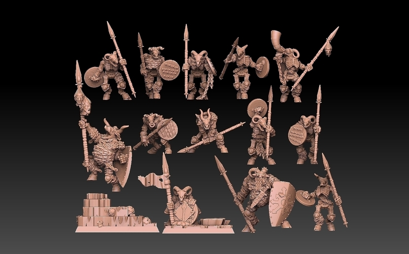 Undead Beastmen Light Spearmen 3D Print 481243