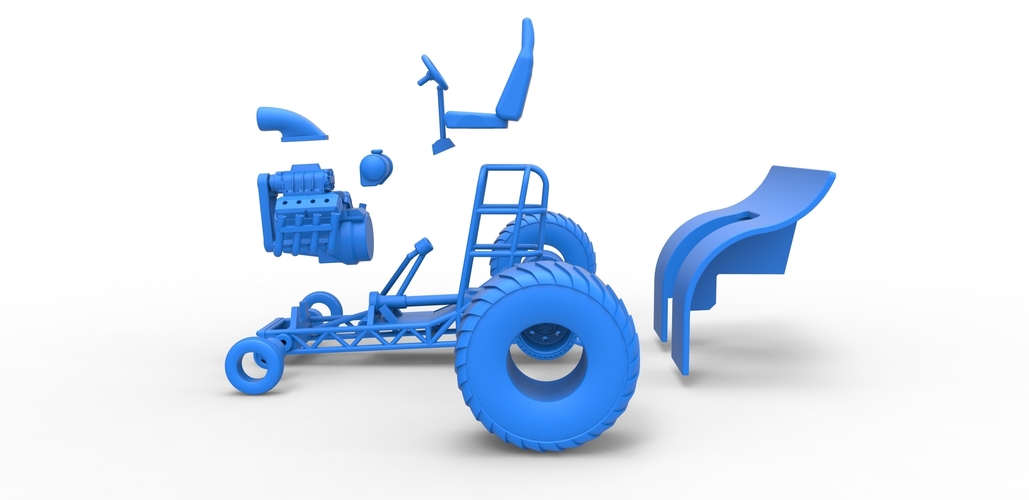 Diecast Mini Rod pulling tractor Scale 1 to 25 3D Print 481387
